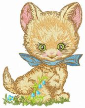 Fluffy little kitten embroidery design