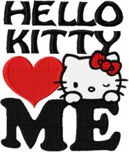 Hello Kitty Love Me embroidery design
