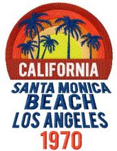 California Santa Monica beach embroidery design