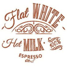 Flat white coffee embroidery design