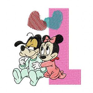 Mickey Mouse and Minnie Mouse L Love  machine embroidery design