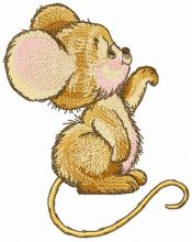 Mouse waving paw embroidery design