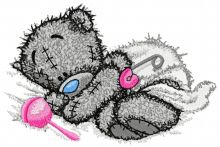 Teddy Bear with rattle embroidery design