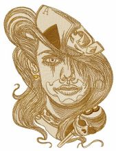 Longhaired gambler embroidery design