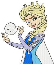 Elsa with snowball embroidery design