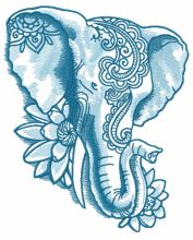 Indian elephant with lotus 2 embroidery design