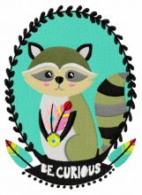 Curious raccoon embroidery design