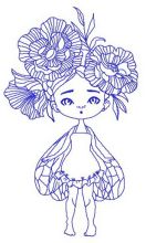 Girl with wings and peony wreath embroidery design