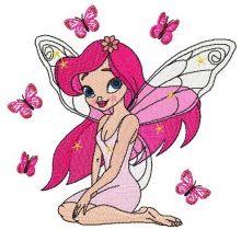 Young butterfly fairy embroidery design