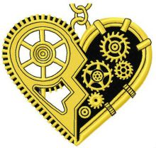 Mechanical heart embroidery design