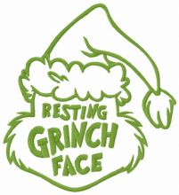Resting Grinch face funny hat embroidery design