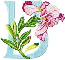 Iris Letter V embroidery design