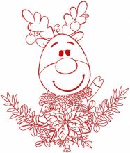 Christmas deer redwork embroidery design