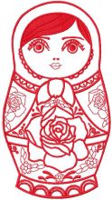 Nesting doll red embroidery design