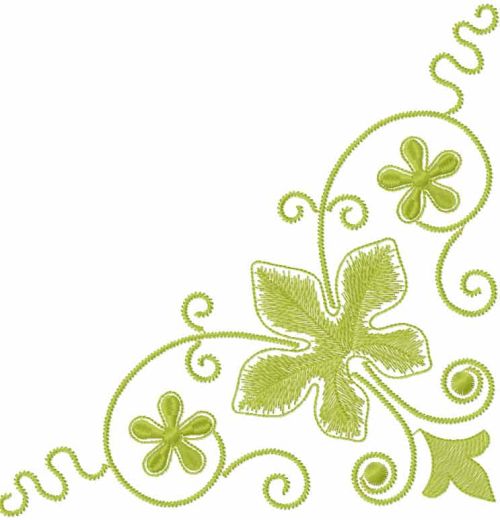 Free leaves and flowers embroidery design