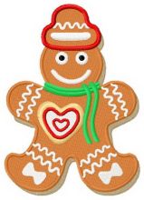 Gingerbread snowman embroidery design