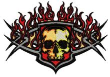 Scull in flame embroidery design
