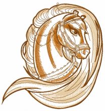 Brown horse head sketch embroidery design