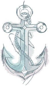Anchor sketch tattered embroidery design