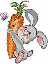 Bunny carrot and butterfly embroidery design