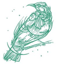 Raven on tree branch one color embroidery design