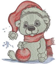 Polar bear with Christmas ball embroidery design