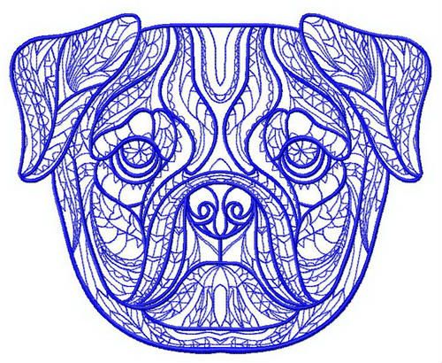 Mosaic pug-dog 2 machine embroidery design