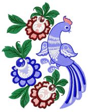 Fantastic bird and flowers embroidery design