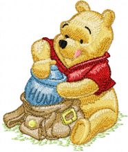 Winnie Pooh with bag embroidery design