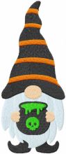 Halloween dwarf with magic pot embroidery design