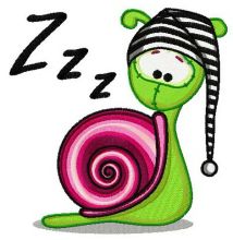 Snail in striped hat embroidery design