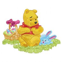 Winnie Pooh and Easter Bunny embroidery design