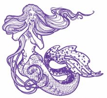Surpised mermaid 2 embroidery design