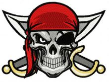 Angry pirate's skull embroidery design