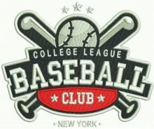 College league baseball club embroidery design