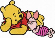 Winnie Pooh and Piglet - We relax embroidery design