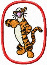 Tigger in oval frame embroidery design
