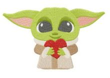 Yoda with Valentine card embroidery design