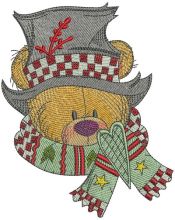 Bear with stylish top hat embroidery design