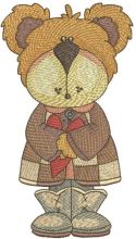 Teddy bear autumn love embroidery design