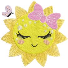 Sun and butterfly embroidery design