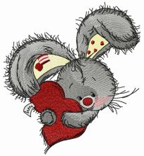 Bunny hugs your heart 4 embroidery design