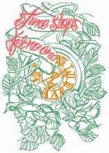 Time stops for no one phrase embroidery design