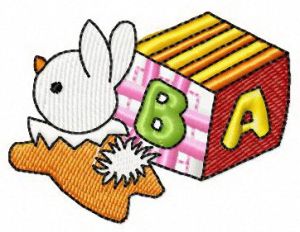 Small cube and bunny toy embroidery design