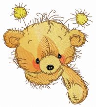 Cute teddy bear with horns embroidery design