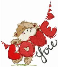Bear with LOVE garland embroidery design