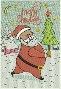 Santa with fir-tree embroidery design
