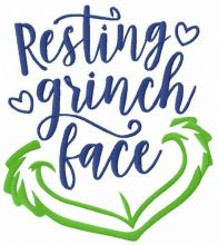Resting Grinch face embroidery design