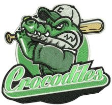 Crocodiles baseball mascot embroidery design