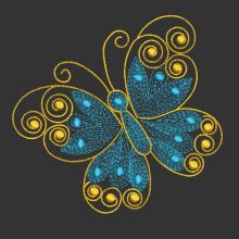 Patterned butterfly embroidery design